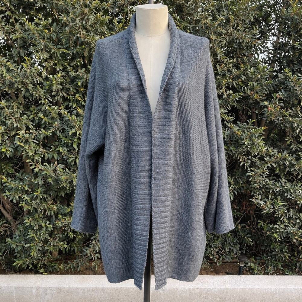 Soft by Avenue Gray Sweater Cardigan Wool Blend Asymmetrical Women’s 22/24 Plus